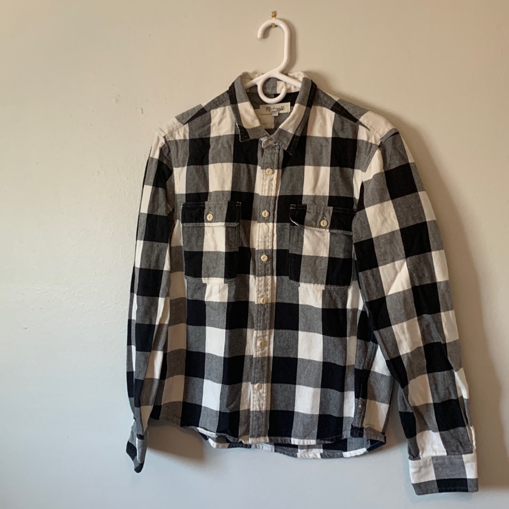 Madewell Black and White Flannel Top